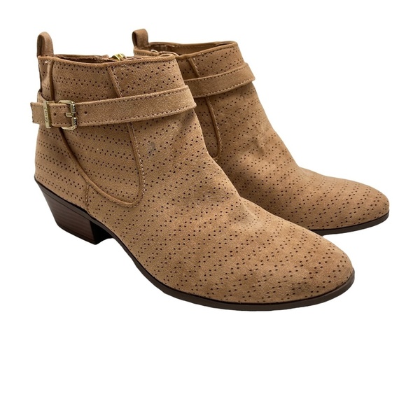 CIRCUS SAM EDELMAN PHEONIX Perforated Ankle Booties Boots Tan Beige Shoes sz 7 - Picture 1 of 16